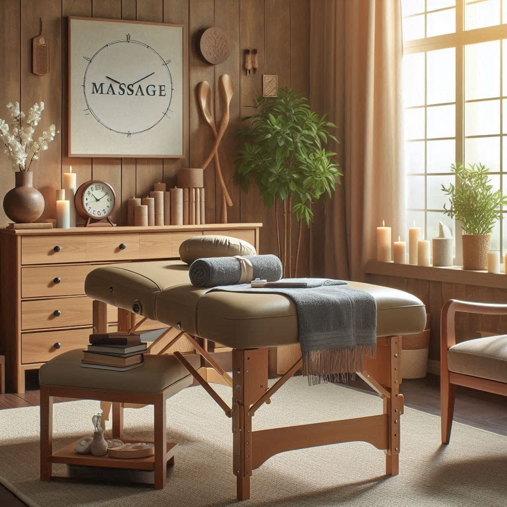 obraz przedstawia dobrze wyposażony gabinet masażu w gustownym stylu